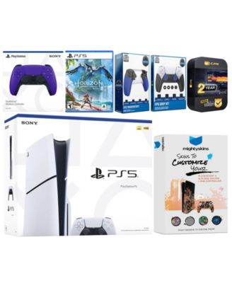 Playstation 5 Slim Disc with Horizon Forbidden West, Extra Volcanic Red Controller, Trigger Stop Kit, FPS Grip Kit and MightySkins Decal Voucher