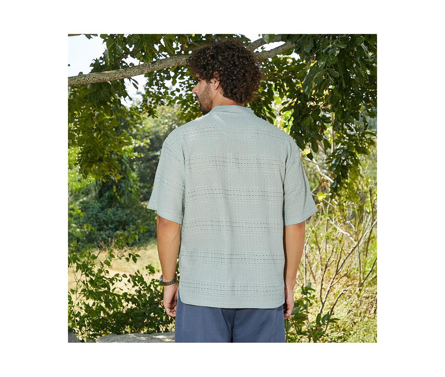 Мужская футболка Cahoot Campus Sutra Sage Green Bohomian Oversized Polo, цвет: Зелёный — фото 5
