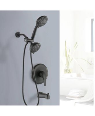 Shower System with Tub Spout Rain Shower Tub Set, High Pressure Dual 2 in 1 Shower Combo Faucet with Valve