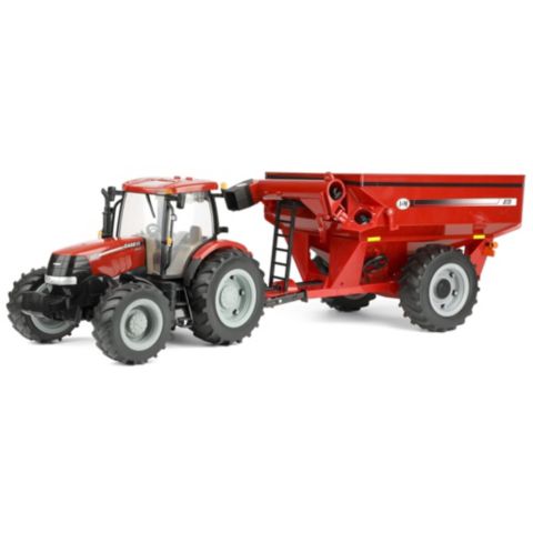 Детские игрушки TOMY 1/16 Scale Big Farm Case IH Puma 215 Lights and Sounds Toy Tractor with Grain Cart, 2-Piece Set