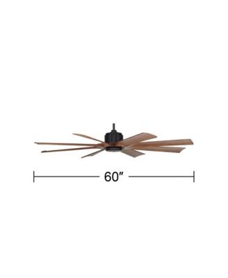 60" Defender Modern Industrial Indoor Outdoor Ceiling Fan Remote Control Matte Black Koa Damp Rated for Patio