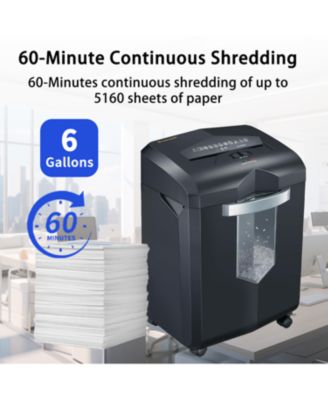 Heavy Duty Paper Shredder, 16-Sheet Micro Cut Shredder for Office, 60-Minute Continuous Running Time Commercial Grade Shredder with 6 Gallon Pullout Basket, P-4 Level High Security