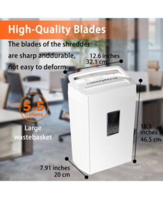 Heavy-Duty Cross-Cut Shredder, Handles up to 12 Sheets at Once, Providing P-4 high Security, Credit Cards, Mail & taples, 5.5-Gallon bin with a Transparent Window, Use in Home Offices, White