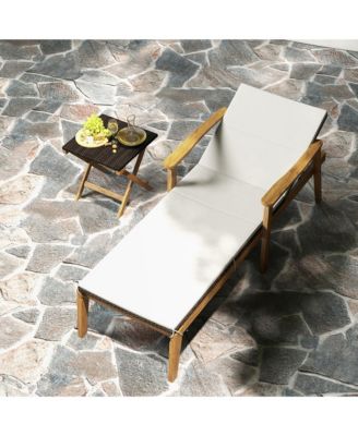 Outdoor Chaise Lounge Chair Set of 2 w/ Armrests & 4-Level Backrest Adjustment