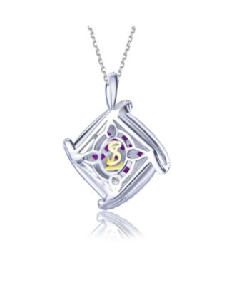 Suzy Levian Sterling Silver Invisible Set Cubic Zirconia Cushion Pendant