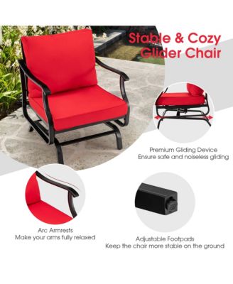 3 Piece Patio Conversation Bistro Set Outdoor Rocking Chair Set  w/ Cushions