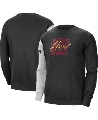 Nike - Men's Black/Heather Gray Miami Heat Courtside Versus Force Flight Pullover Sweatshirt