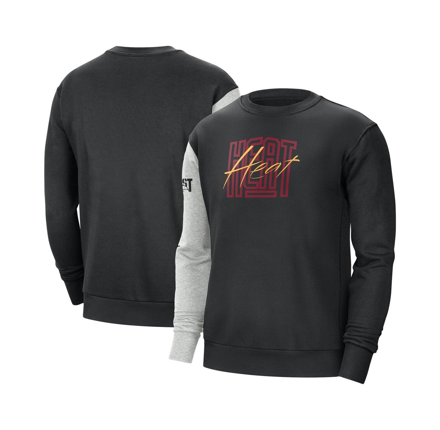 Men's Black/Heather Gray Miami Heat Courtside Versus Force Flight Pullover Sweatshirt