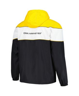 Men's Black Iowa Hawkeyes Center Line Half-Zip Raglan Hoodie Sweatshirt