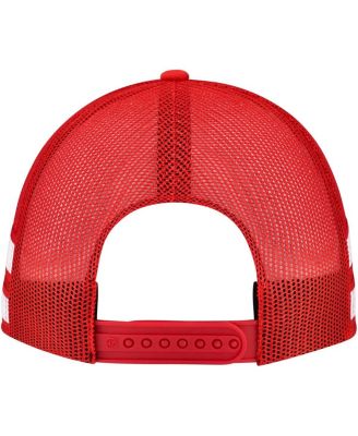 Men's Red Detroit Red Wings Sideband Stripes Trucker Snapback Hat