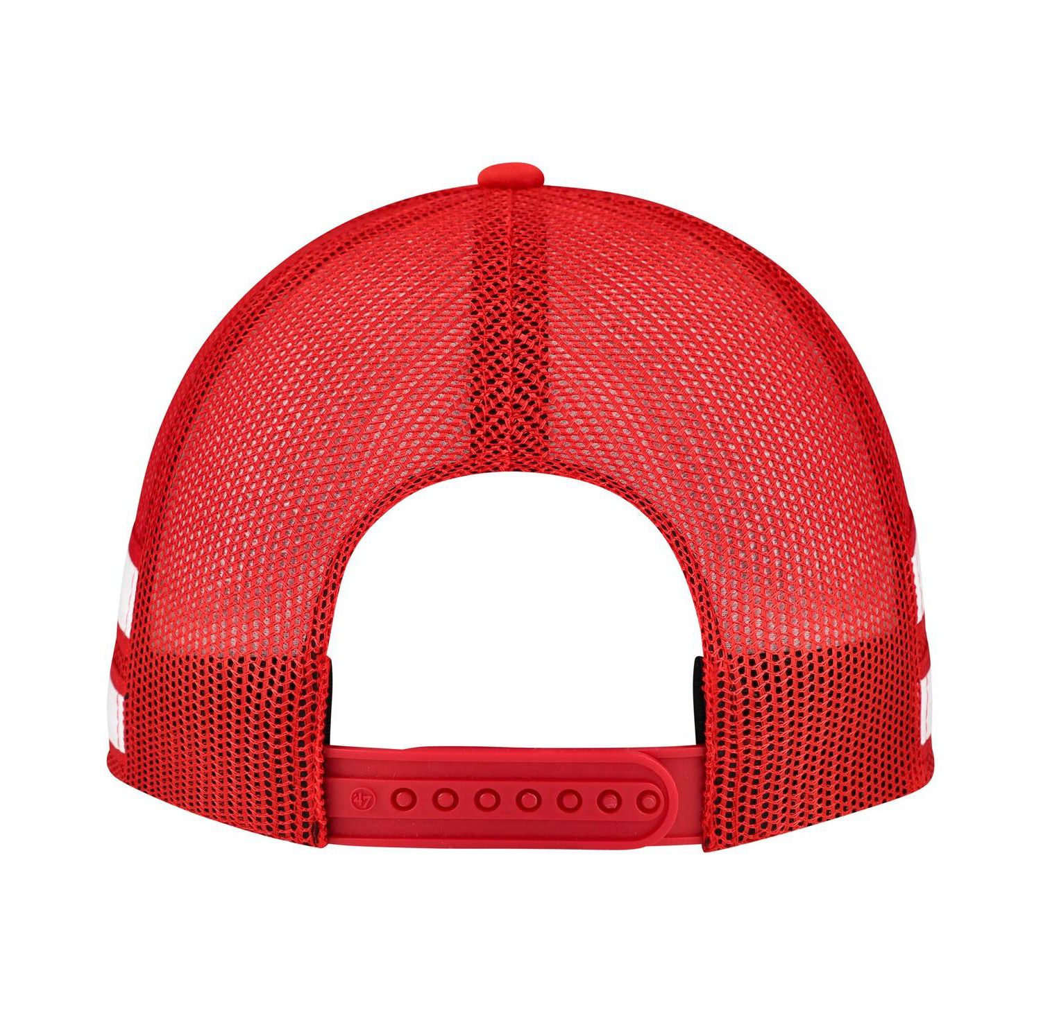 Men's Red Detroit Red Wings Sideband Stripes Trucker Snapback Hat