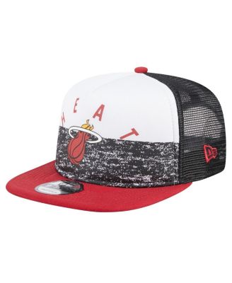 New Era - Men's Black Miami Heat Arch A-Frame Trucker 9FIFTY Snapback&nbsp;Hat