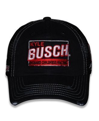 Men's and Women's Black Kyle Busch Vintage Patch Trucker Adjustable Hat