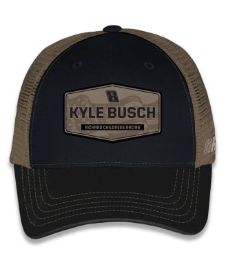 Men's and Women's Black/Brown Kyle Busch Flag Trucker Adjustable Hat