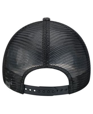 Men's Black New Orleans Saints Midnight Ink Tonal Text A-Frame Trucker 9FORTY Adjustable Hat