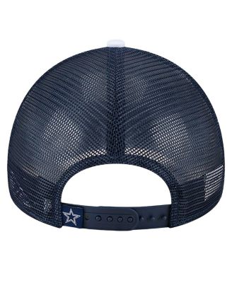 Men's White/Navy Dallas Cowboys Sport Night Color Block 9FORTY A-Frame Trucker Adjustable Hat