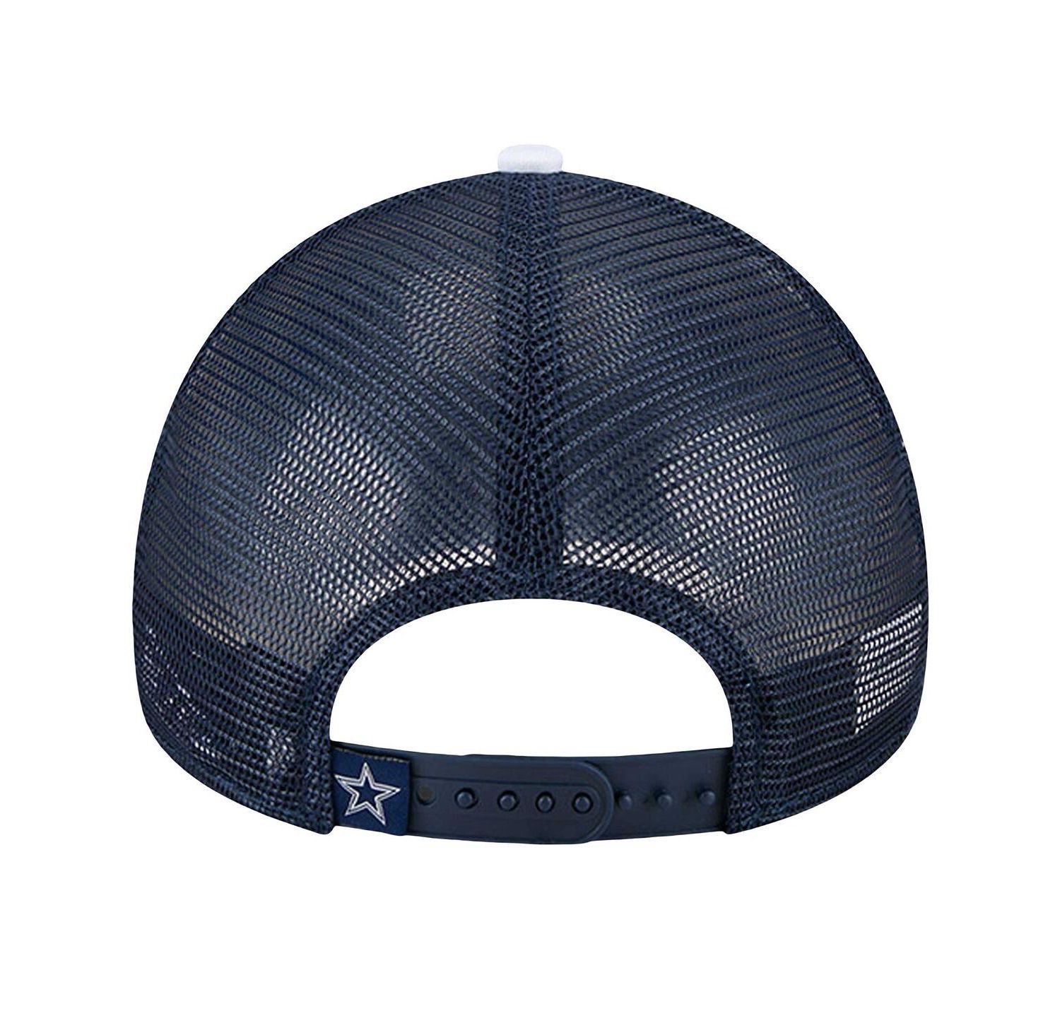 Men's White/Navy Dallas Cowboys Sport Night Color Block 9FORTY A-Frame Trucker Adjustable Hat