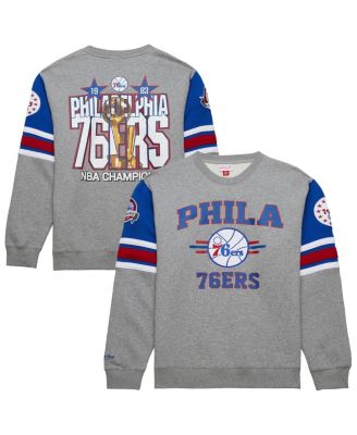 Mitchell & Ness - Men's Heather Gray Philadelphia 76ers Hardwood Classics All Over 4.0 Pullover Sweatshirt