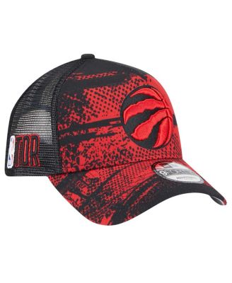 New Era - Men's Black/Red Toronto Raptors Tip Off A-Frame Trucker 9FORTY Adjustable Hat