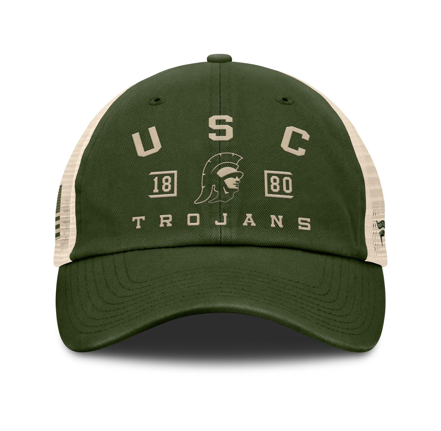 Men's Olive USC Trojans OHT Military Appreciation Frontier Trucker Adjustable Hat