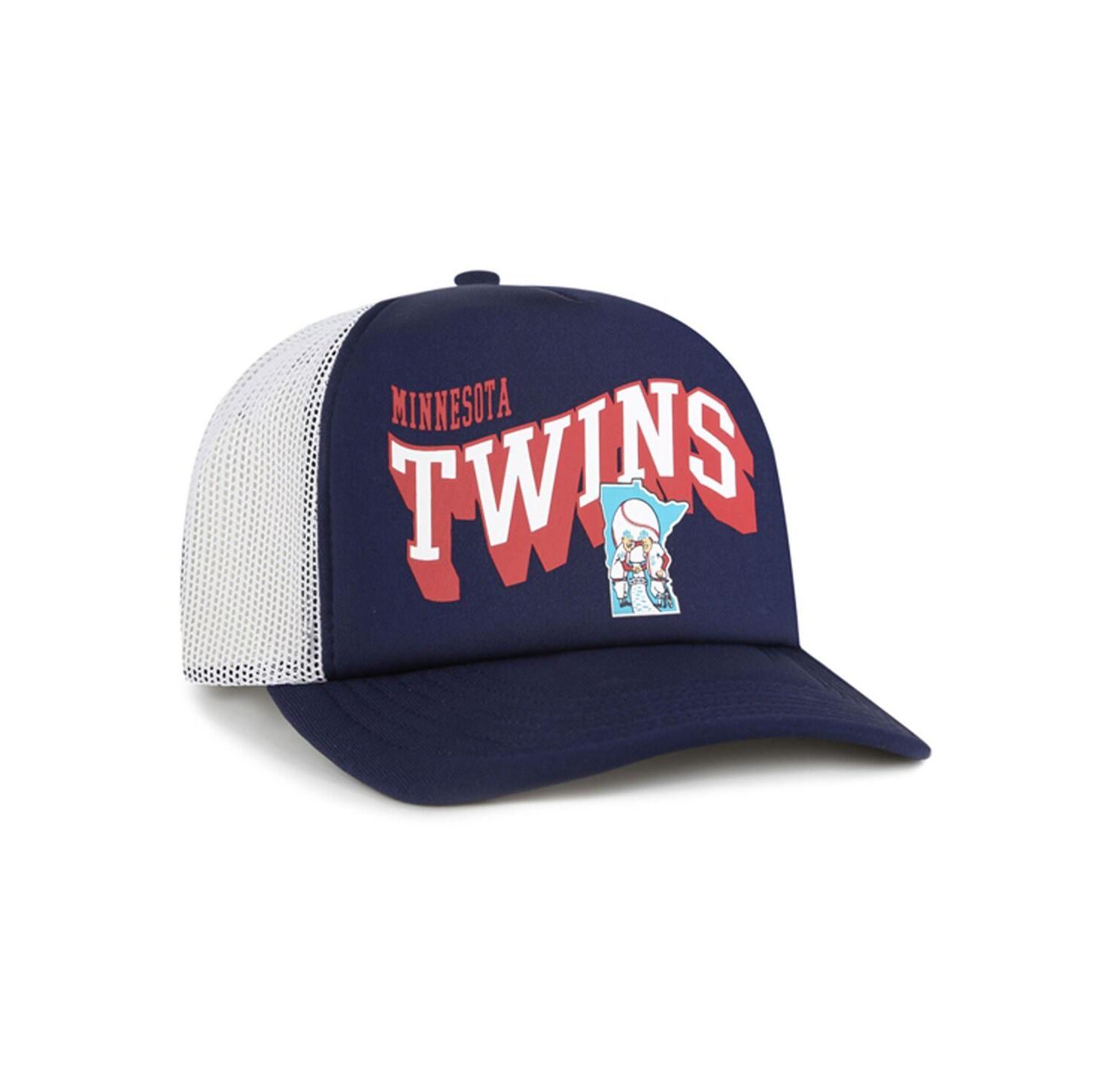 Men's Navy Minnesota Twins Meander Foam Trucker Snapback Hat