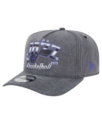 New Era - Men's Charcoal Utah Jazz Throwback Washed Pre-Curved 9FIFTY Snapback Hat