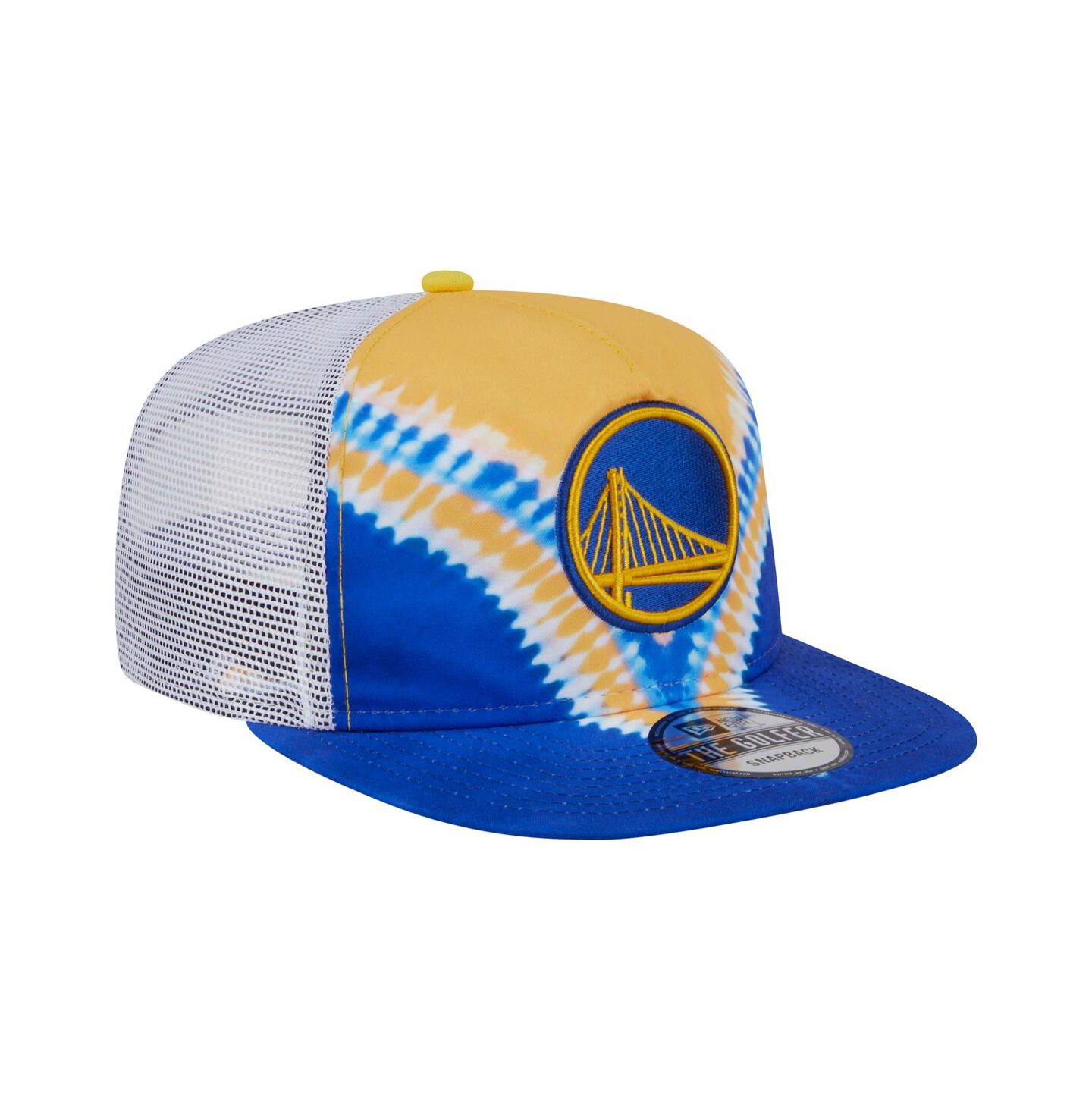 Мужская кепка New Era Royal/Gold Golden State Warriors Throwback Dye Golfer Snapback Hat — фото 3