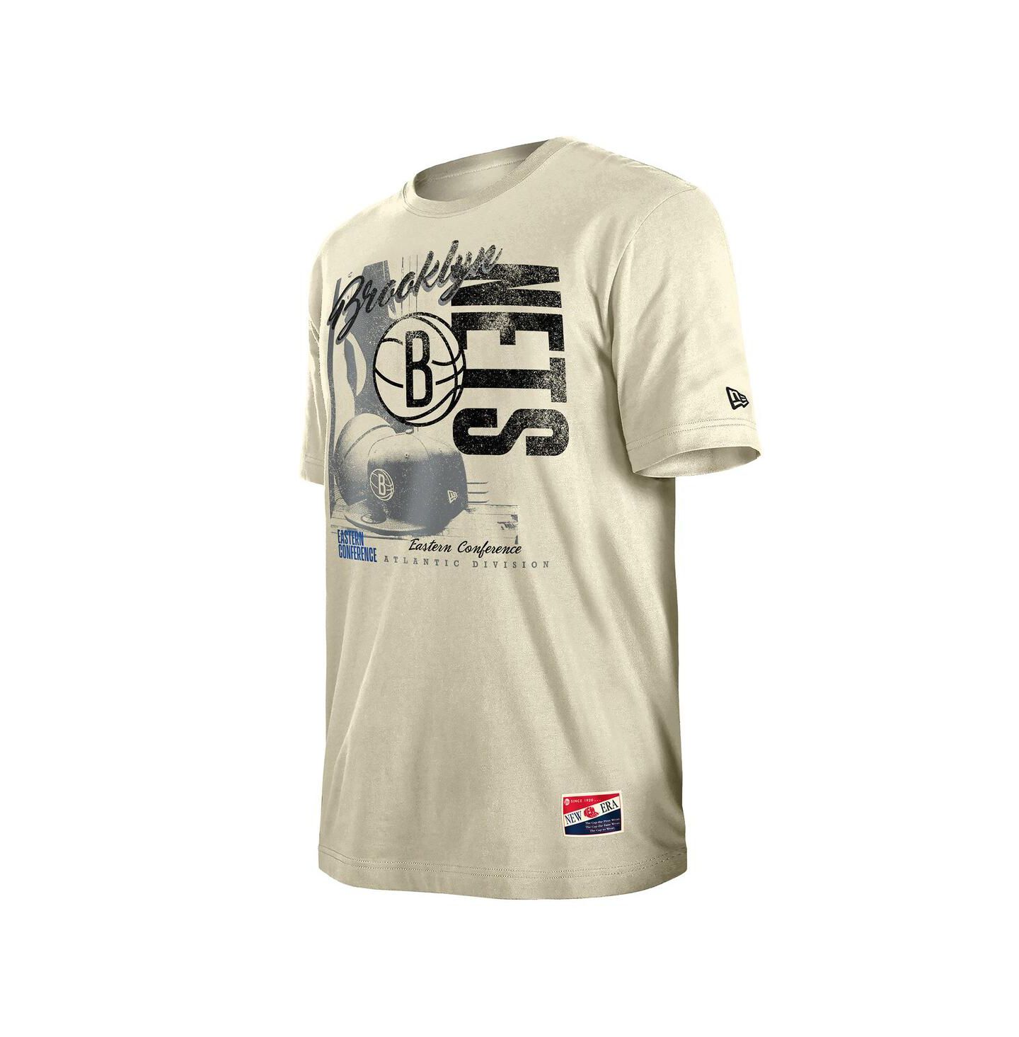 Мужские футболки New Era Cream Brooklyn Nets Distressed Throwback Vintage Color Pack — фото 2