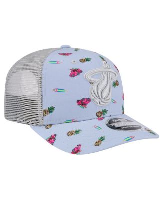 Men's Light Blue/Gray Miami Heat Adventure Aloha Pattern 9SEVENTY Stretch-Snap Hat