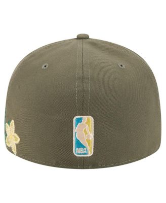 Men's Olive Golden State Warriors Tonal Florals 59FIFTY Fitted Hat