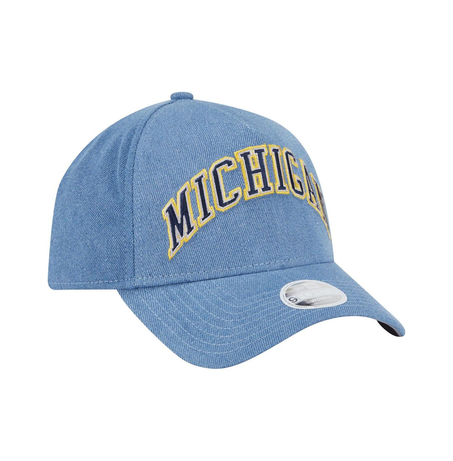 Женская кепка New Era Denim Michigan Wolverines A-Frame 9FORTY Adjustable Hat — фото 3