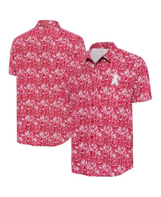 Antigua - Men's Red Los Angeles Angels Resort Button-Up Shirt