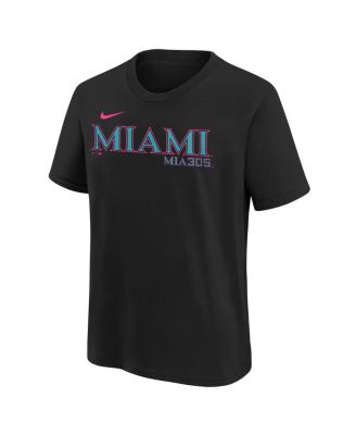 Big Boys and Girls Black Miami Marlins 2025 City Connect Wordmark T-Shirt