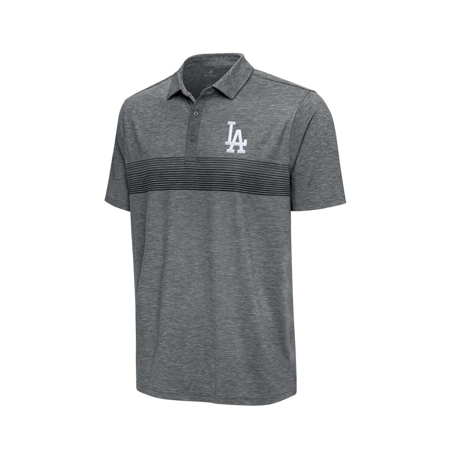 Мужское поло Antigua Pewter Los Angeles Dodgers Dashing Polo Shirt — фото 2