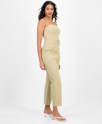 Women's Strapless Belted Utility Jumpsuit, Exclusively at Macy's 