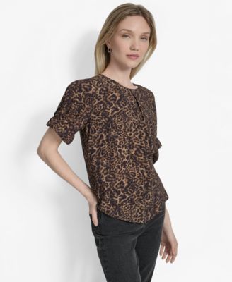 Women's Printed Voile Short-Sleeve Blouse