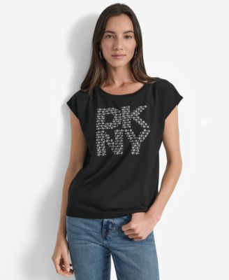 DKNY - Women's Grommet Stack Logo Crewneck T-Shirt