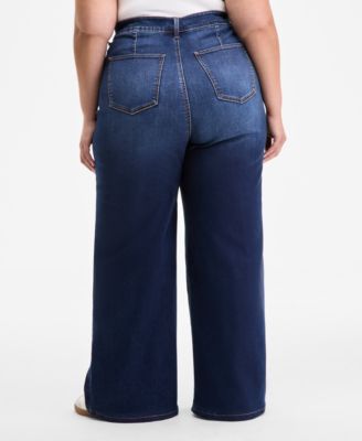 Trendy Plus Size High-Rise Wide-Leg Jeans, Exclusively at Macy's