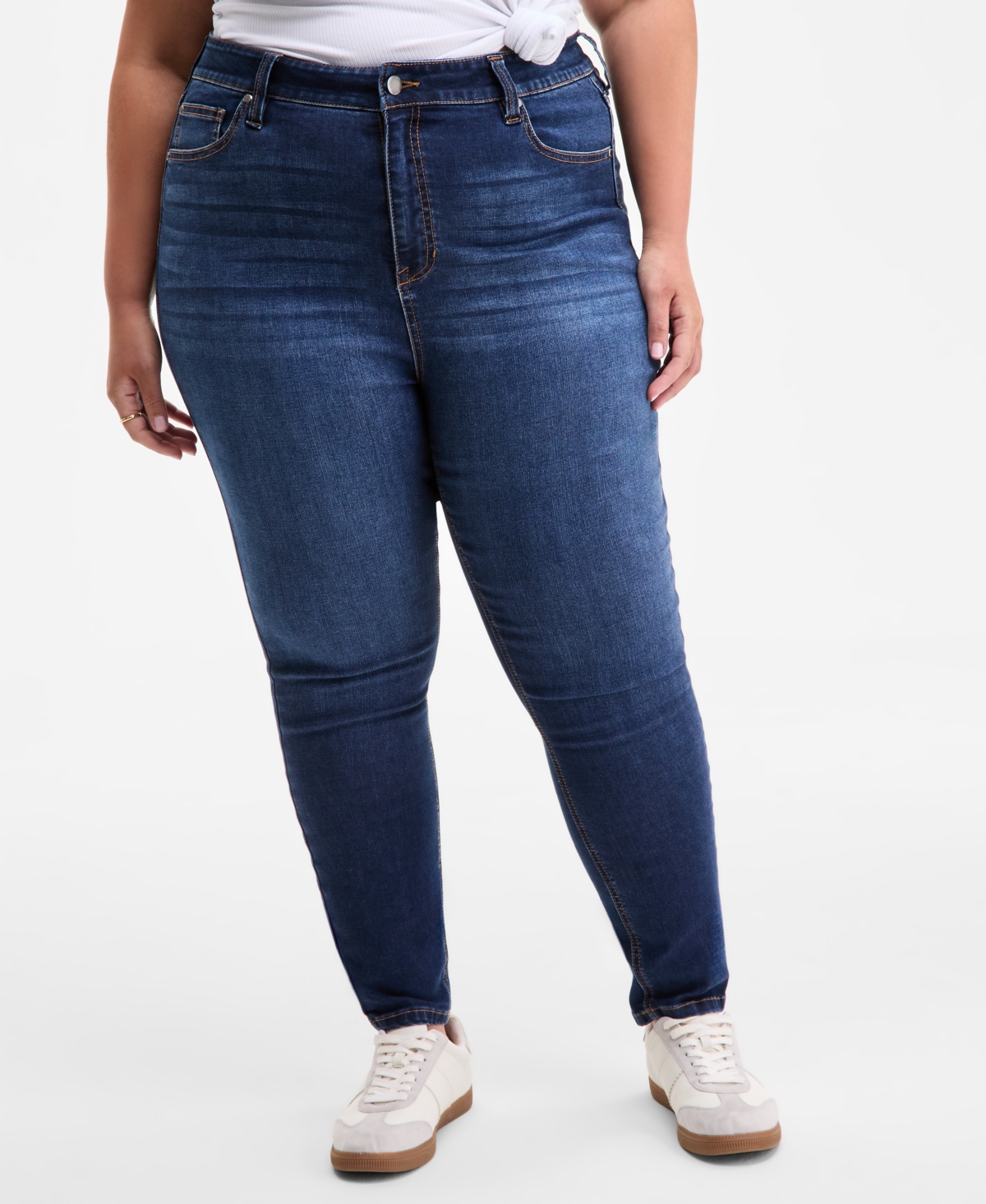 On 34th Trendy Plus Size High-rise Skinny Ankle Jeans, Exclusively At Macy's In Blue