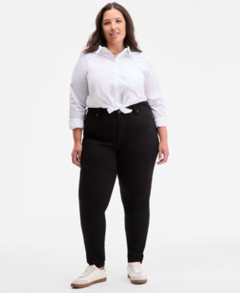 Женские джинсы On 34th Trendy Plus Size Mid-Rise Skinny, цвет: Чёрный