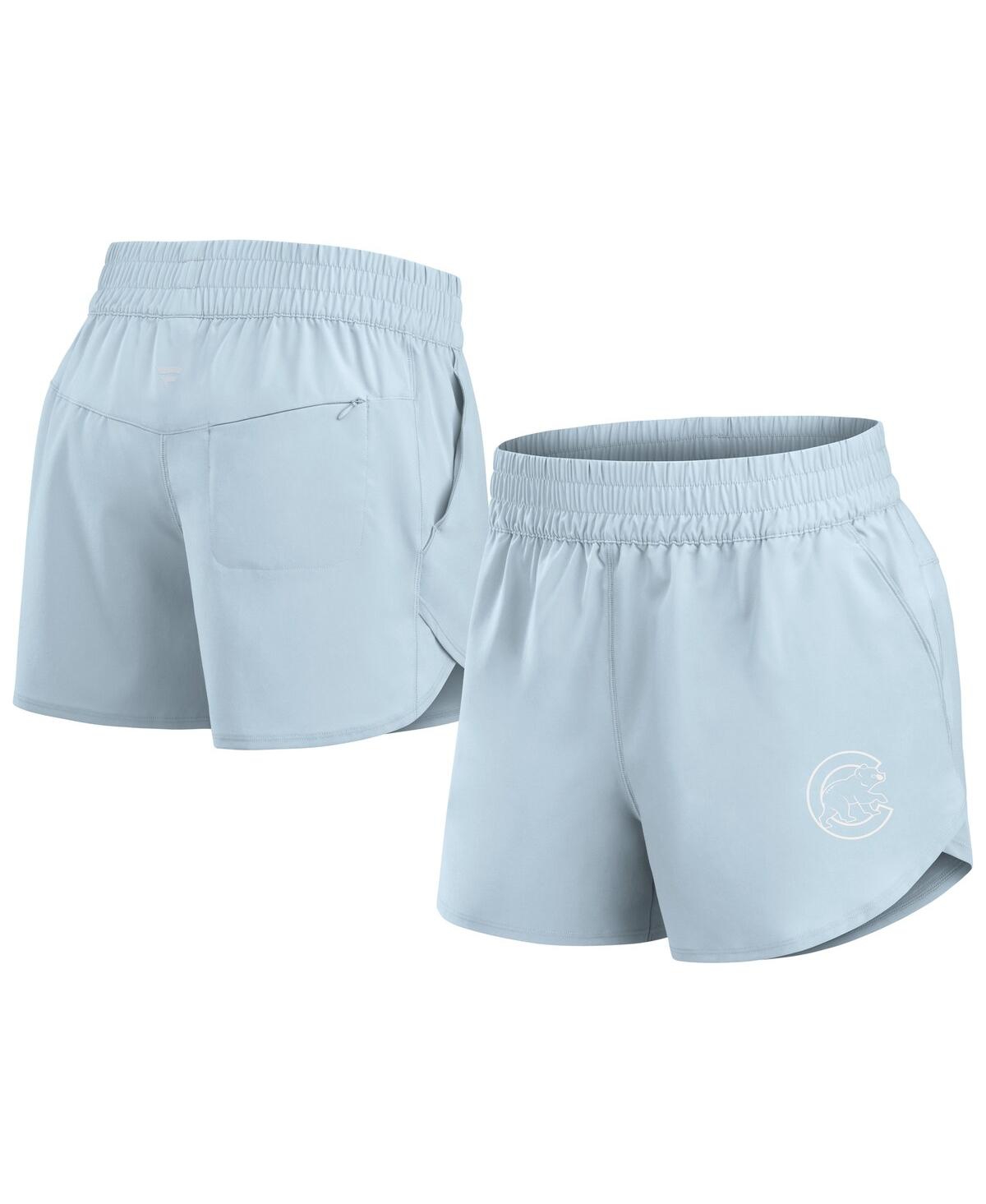 Women's Light Blue Chicago Cubs Studio Woven Vibe Shorts - Light Blue