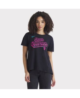 Nike - Women's Black Miami Marlins 2025 City Connect Flowy Fashion Tri-Blend Performance T-Shirt