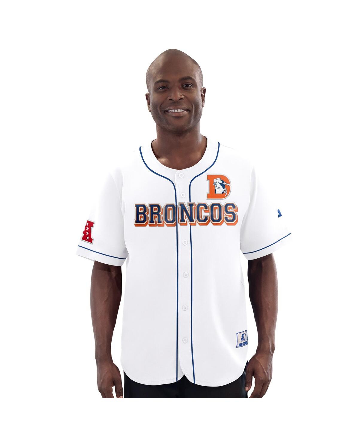 Men's White Denver Broncos Relay Vintage Full-Button Baseball Jersey - White