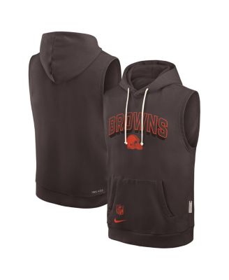 Nike - Men's Brown Cleveland Browns Sideline Performance Sleeveless Pullover Hoodie