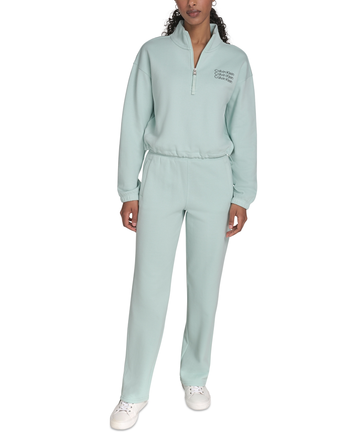 Calvin Klein Performance Women's Mini Triple Logo Fleece Half-zip Pullover Sweatshirt