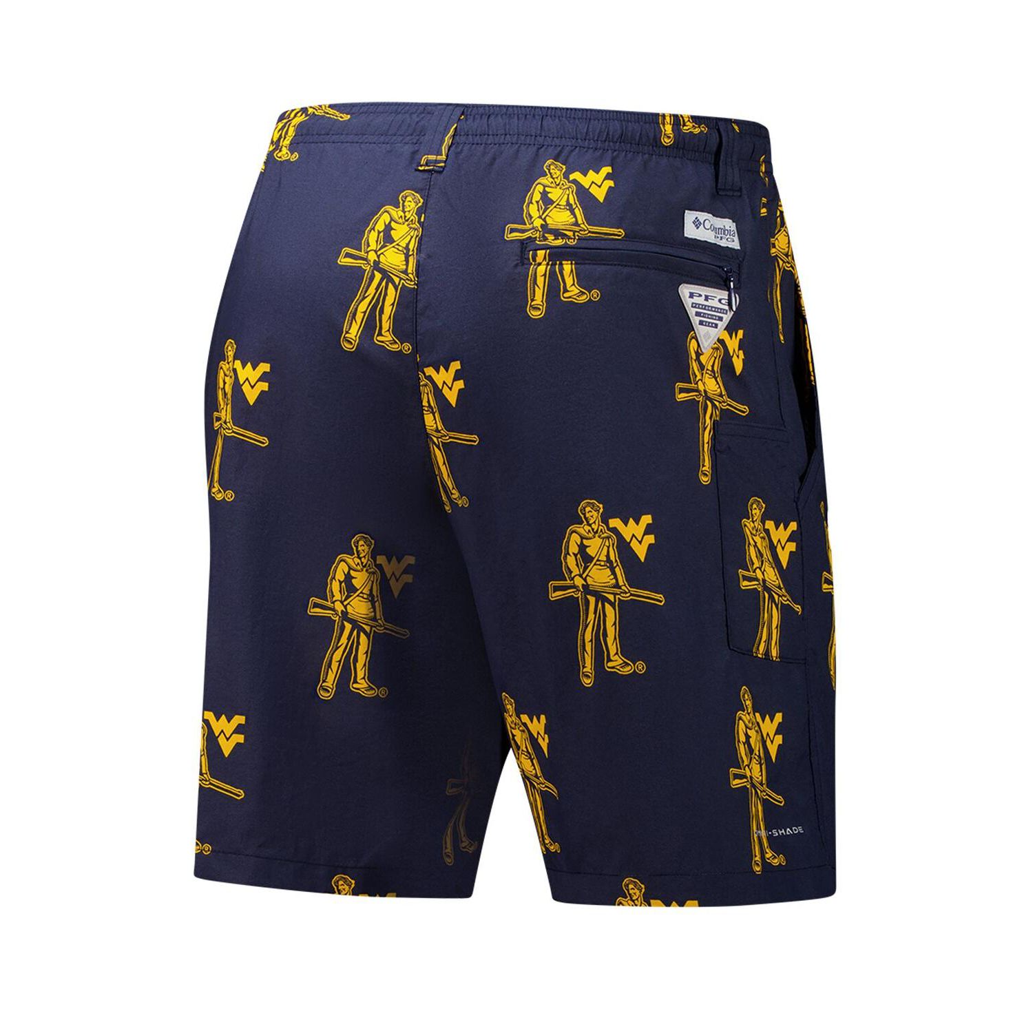 Men's Navy West Virginia Mountaineers Backcast III Printed Shorts
