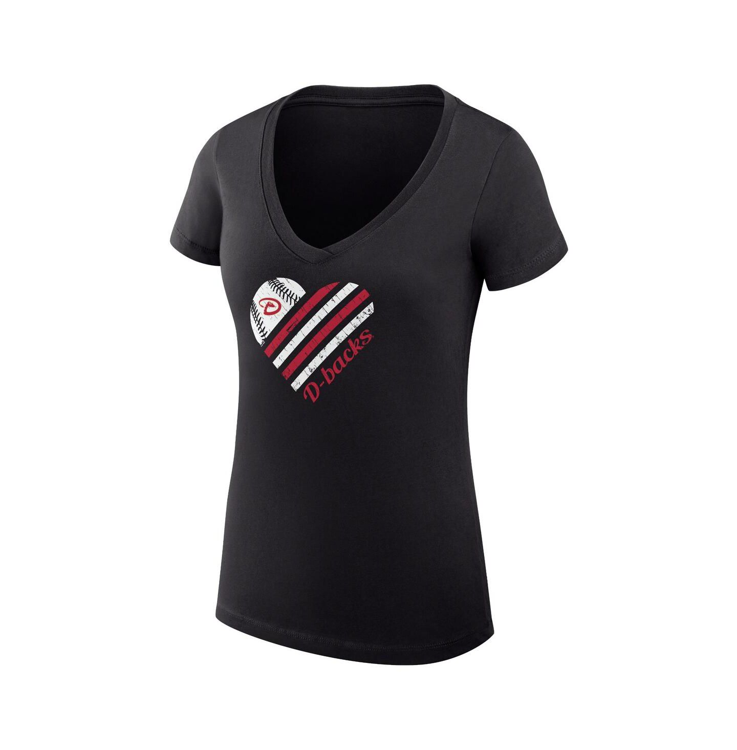 Женская футболка G-III 4Her by Carl Banks Black Arizona Diamondbacks Heart V-Neck Fitted — фото 2