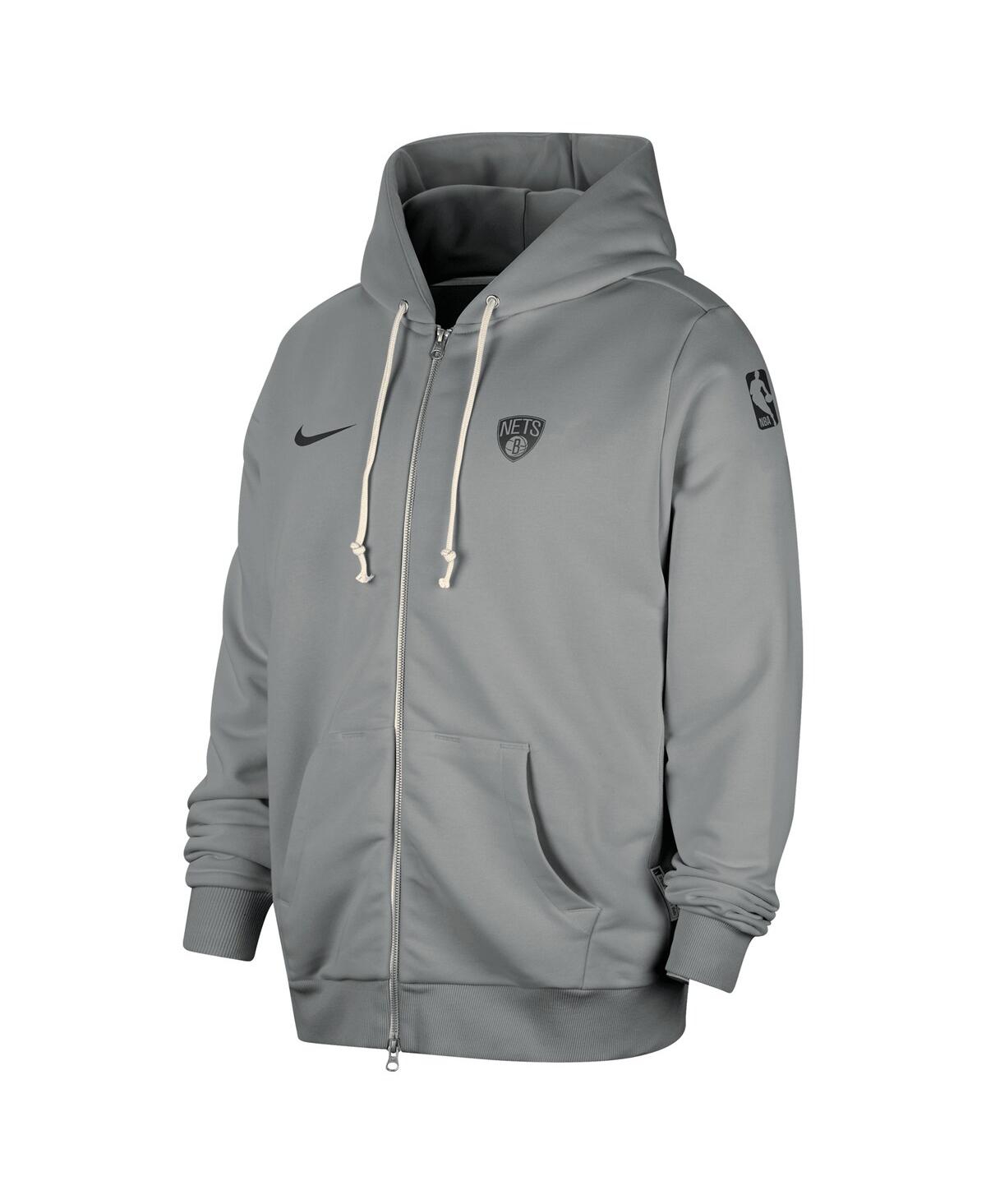 Nike Men's Gray Brooklyn Nets Authentic Standard Issue Full-zip Hoodie Jacket In Gray