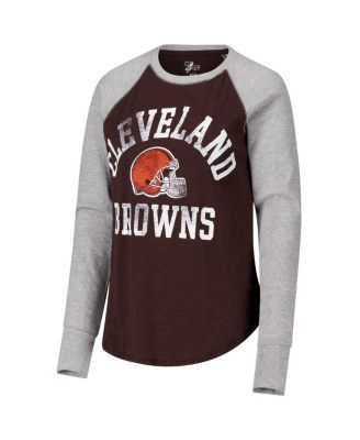 Women's Brown/Heather Gray Cleveland Browns Waffle Knit Raglan Long Sleeve T-Shirt