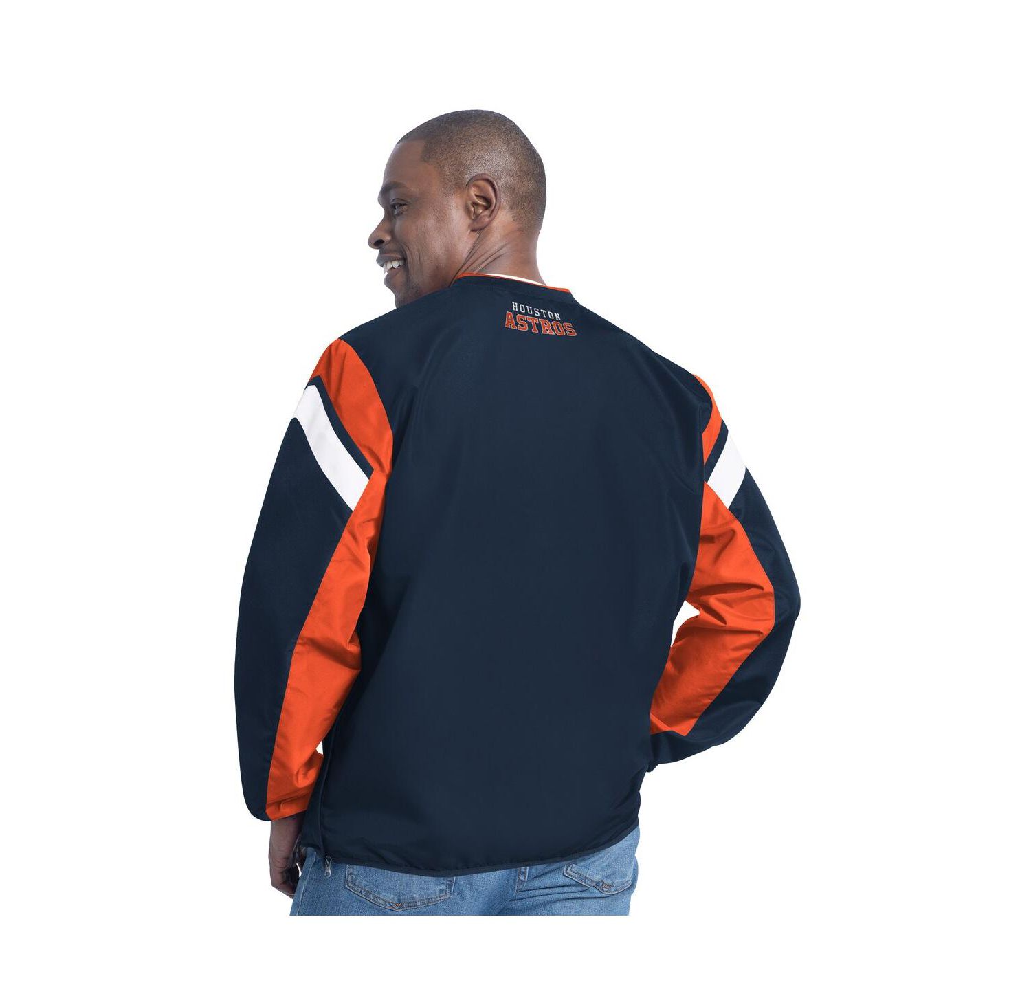 Men's Navy Houston Astros Double Coverage V-Neck Pullover Hoodie